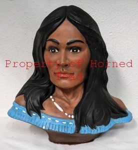 lot 99 image: Vintage Provincial Mold Native American Indian Woman Ceramic Bust Statue 1983 11 tall