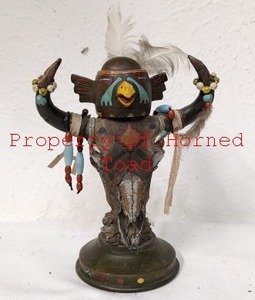 lot 100 image: 6 Tall Native American Unique Figure with Cow Skull and Head Dress