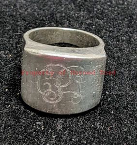 lot 158 image: Sterling Silver Ring Sz 6.5 with the Initials PI Engraved in the Front 15mm x 18mm ... .6oz