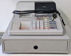 lot 181 image: Casio 150CR Electronic Cash Register perfect for keeping control of the cash.  Powers on Manual is online.