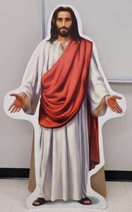 lot 37 image: JESUS CARDBOARD STANDUP AS SHOWN. APPROX. 58 H.
