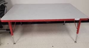 lot 56 image: ADJUSTABLE HEIGHT ACTIVITY TABLE AS SHOWN. APPROX. 48 W x 30 D.