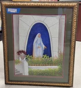 lot 72 image: RELIGIOUS THEMED FRAME AS SHOWN. APPROX. 23 W x 27 H.