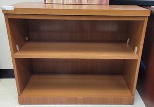 lot 75 image: 2-TIER WOODEN BOOKCASE IN STYLE SHOWN. APPROX. 36 W x 29.5 H x 15.75 D.