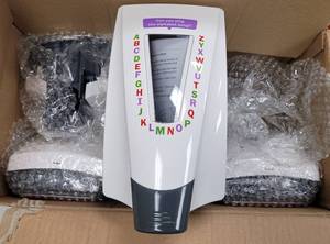 lot 81 image: (6) BRAND NEW ALPHABET SOAP DISPENSERS IN PACKAGE AS SHOWN. SOLD 6 X THE MONEY