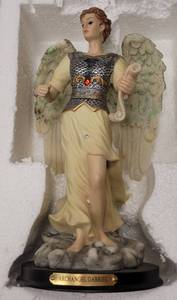 lot 87 image: ARCHANGEL GABRIEL FIGURE IN BOX AS SHOWN. APPROX. 7 W x 12 H.