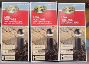 lot 94 image: (3) HAMPTON BAY LOW VOLTAGE 20W PATHWAY LIGHTS IN BOXES AS SHOWN. SOLD 3 X THE MONEY