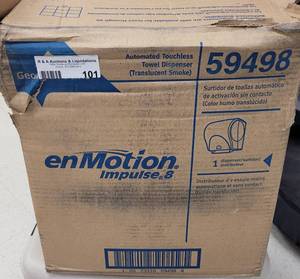 lot 101 image: enMOTION IMPULSE 8 59498 AUTOMATED TOUCHLESS TOWEL DISPENSER IN BOX AS SHOWN.