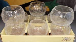 lot 116 image: (7) CRACKLE GLASS CANDLE HOLDERS AS SHOWN. SOLD 7 X THE MONEY