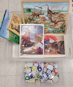lot 132 image: ASSORTED CHILDRENS PUZZLES, BOOKS AND MORE AS SHOWN.