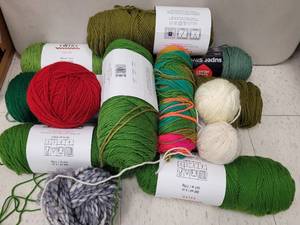 lot 193 image: LOT OF ASSORTED YARN IN VARIOUS STYLES AND COLORS AS SHOWN.
