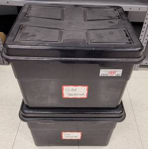 lot 197 image: (2) PLASTIC STORAGE  FILE BOXES AS SHOWN. SOLD 2 X THE MONEY