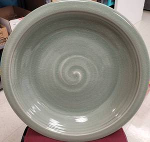 lot 202 image: LARGE CERAMIC FLOWER POT PLANTER SAUCER AS SHOWN. APPROX. 20.5 DIA. x 4 H.
