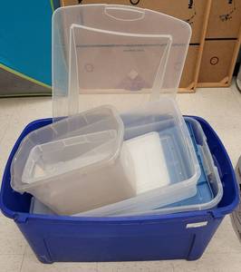 lot 210 image: LOT OF PLASTIC TUBSCONTAINERS AS SHOWN.