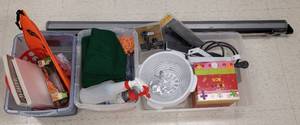 lot 211 image: LOT OF ASSORTED ITEMS INCLUDING PROJECTOR SCREEN, POWER SURGE, AND MORE AS SHOWN.