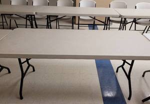 lot 217 image: (2) LIFETIME 6-FOOT FOLDING TABLES AS SHOWN. SOLD 2 X THE MONEY