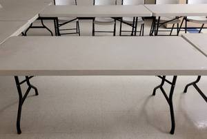 lot 218 image: (2) LIFETIME 6-FOOT FOLDING TABLES AS SHOWN. SOLD 2 X THE MONEY