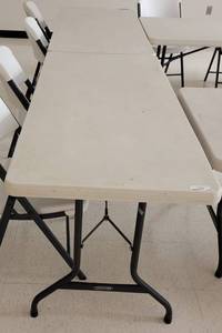 lot 219 image: (2) LIFETIME 5 FOOT FOLDING TABLES AS SHOWN. SOLD 2 X THE MONEY