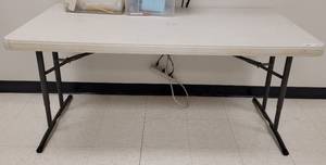 lot 225 image: LIFETIME 5 FOOT FOLDING TABLE AS SHOWN.