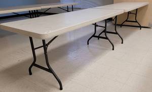 lot 227 image: (2) LIFETIME 6-FOOT FOLDING TABLES AS SHOWN. SOLD 2 X THE MONEY