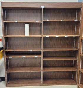 lot 240 image: 5-TIER DOUBLE WIDE BOOKCASE AS SHOWN. APPROX. 72 W x 80 H x 12 D.