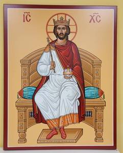 lot 246 image: LARGE CHRIST THE KING ICON AS SHOWN. APPROX. 28 W x 36 H x 1 D.