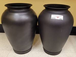 lot 302 image: (2) LARGE VASES IN STYLE SHOWN. EACH APPROX. 10 W x 14 H. SOLD 2 X THE MONEY