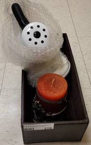 lot 316 image: TABLE LAMP AND DECOR AS SHOWN.