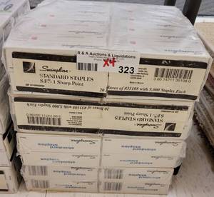lot 323 image: (4) NEW PACKS 20 BOXES PER PACK OF SWINGLINE STAPLES 35108 AS SHOWN. SOLD 4 X THE MONEY