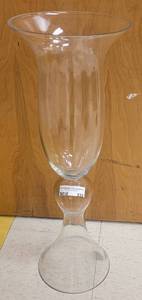 lot 332 image: LARGE 9.5 DIA x 27.25 H GLASS VASE IN STYLE SHOWN.