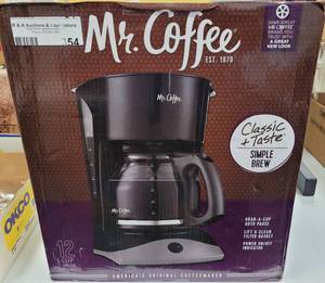 lot 354 image: MR. COFFEE 12 CUP COFFEE MAKER MODEL 180010 AS SHOWN. NEW IN BOX.