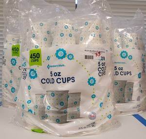 lot 359 image: (3) MEMBERS MARK 5 OZ COLD CUP PACKAGES AS SHOWN. EACH PACK CONTAINS 450 CUPS. SOLD 3 X THE MONEY