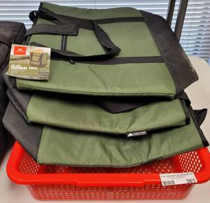 lot 361 image: (3) OZARK TRAIL 50-CAN TOTES AND PLASTIC TRAY AS SHOWN.