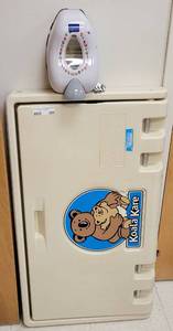 lot 389 image: (1) KOALA KARE BABY CHANGING STATION, HORIZONTAL MOUNT AND (1) ALPHABET SOAP DISPENSER AS SHOWN.