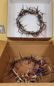 lot 253 image: (2) CROWNS OF THORNS IN BOXES IN STYLE SHOWN.