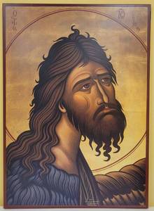 lot 266 image: LARGE ST. JOHN THE BAPTIST RELIGIOUS ICON AS SHOWN. APPROX. 24 W x 33 H x .75 D.