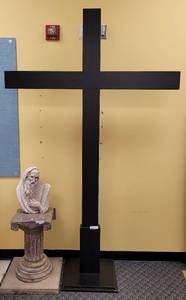 lot 269 image: LARGE WOODEN CROSS WITH BASESTAND AS SHOWN. APPROX. 54 W x 85 H.
