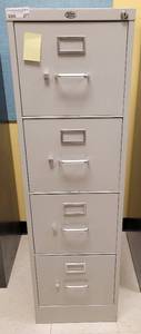 lot 277 image: OFFICE DEPOT 4-DRAWER METAL FILE CABINET AS SHOWN. APPROX. 15 W x 26.5 D x 50.5 H.