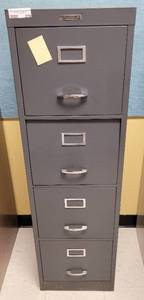 lot 278 image: MODERN STEELCRAFT METAL 4-DRAWER FILE CABINET AS SHOWN. APPROX. 15.5 W x 18 D x 52 H.