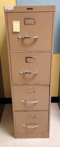 lot 279 image: ANDERSON HICKEY METAL 4-DRAWER FILE CABINET AS SHOWN. APPROX. 15 W x 25 D x 52.25 H.