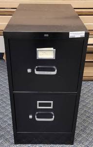 lot 282 image: HON 2-DRAWER METAL FILE CABINET AS SHOWN. APPROX. 15 W x 26.5 D x 29 H.