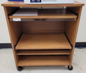 lot 414 image: WOODEN COMPUTER STATION AS SHOWN. CONTENTS NOT INCLUDED