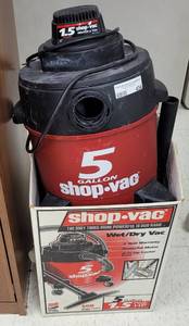 lot 434 image: 5-GALLON SHOP VAC WITH BOX AS SHOWN. NO HOSE.