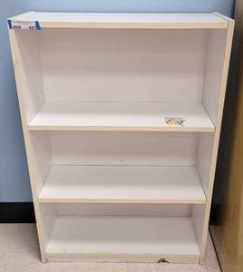 lot 437 image: 3-TIER BOOKCASE  SHELF IN STYLE SHOWN. APPROX. 24.75 W x 35.5 H x 9.5 D.