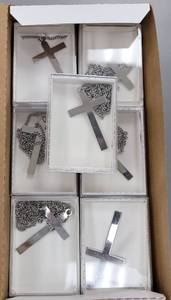 lot 443 image: (7) NEW CROSS NECKLACES IN BOXES AS SHOWN. SOLD 7 X THE MONEY