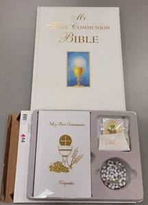 lot 444 image: MY FIRST COMMUNION BIBLE AND KEEPSAKE AS SHOWN.