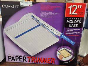 lot 450 image: QUARTET DURABLE MOLDED BASE 12 PAPER TRIMMER IN BOX AS SHOWN.