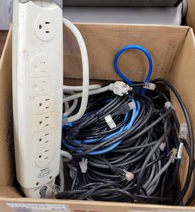 lot 453 image: POWER SURGE AND ASSORTED CABLES AS SHOWN.