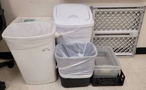 lot 487 image: LOT OF TRASH CANS, CONTAINERS AND MORE AS SHOWN.