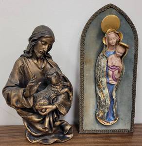 lot 502 image: RELIGIOUS THEMED SCULPTURES AS SHOWN.